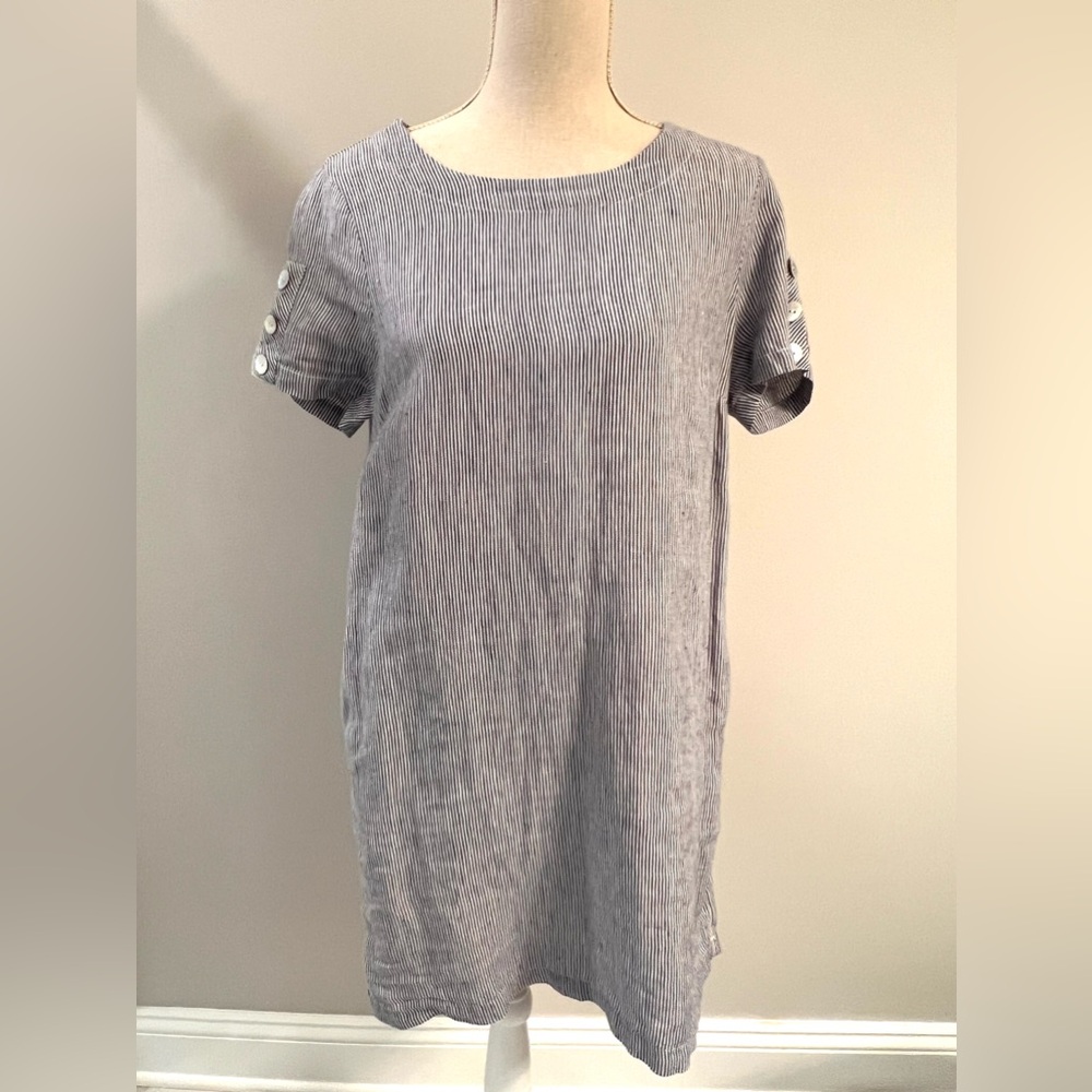 Tahari Linen Striped Shift Dress